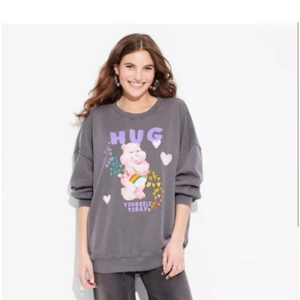 Care Bears Gray Sweatshirt with Colorful Print